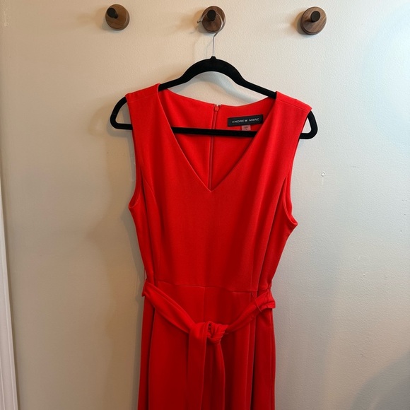 Andrew Marc Orange Wide Leg Jumpsuit V-Neck Sleeveless - Picture 1 of 4